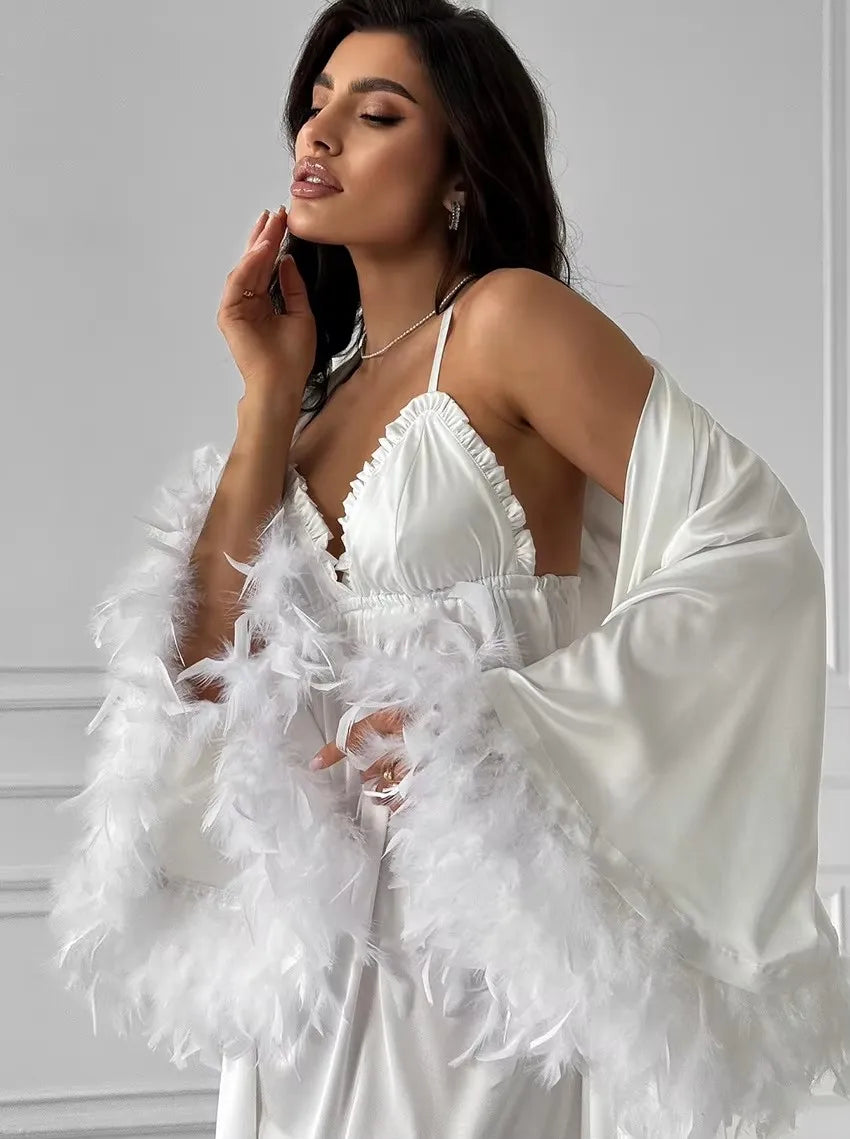 Feather Luxe Bridal Morning Robe