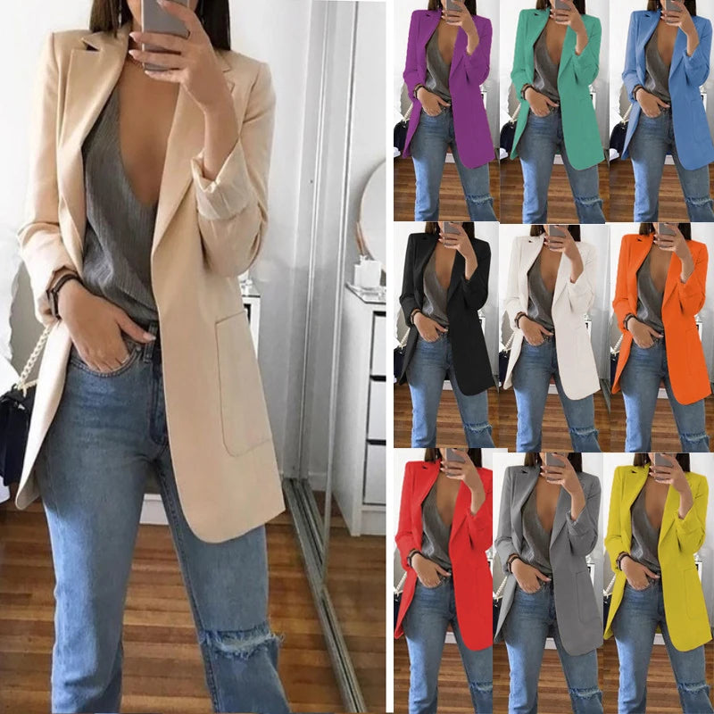 Chic Polo-Neck Cardigan Blazer