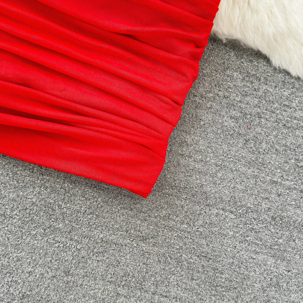 Holiday Glam Mesh Strapless Dress