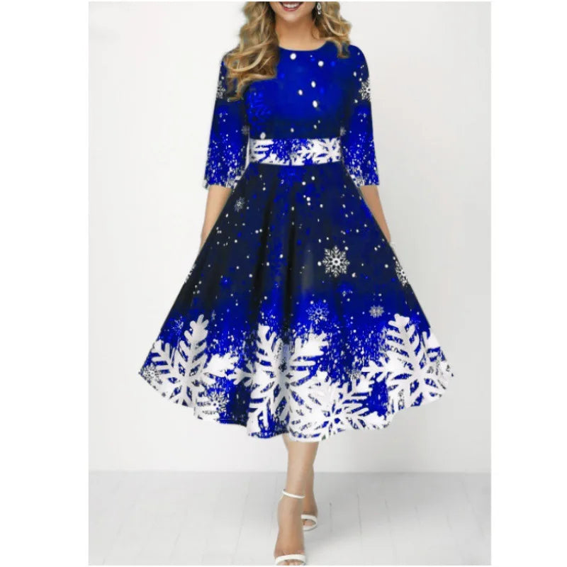 christmas Snowflake Print Dress
