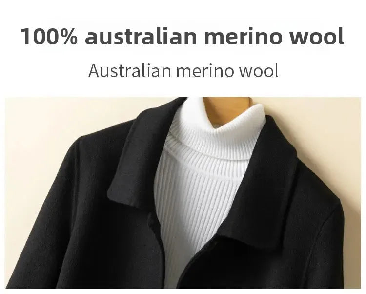 Korean Chic Double-Breasted Cashmere Wool Coat