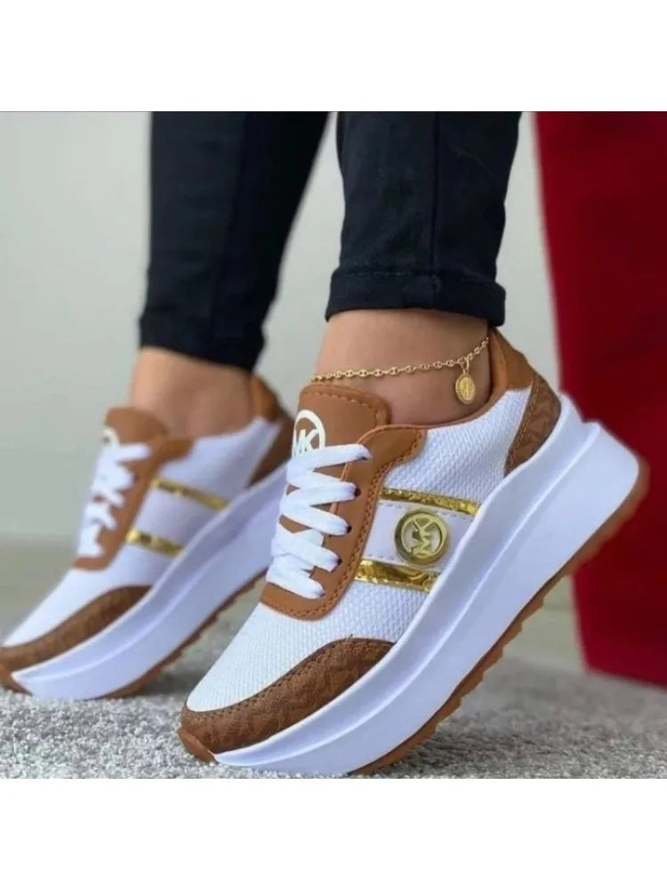 Colorblock Lace-Up Platform Sneakers