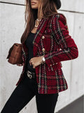 Vintage Plaid Double-Breasted Blazer
