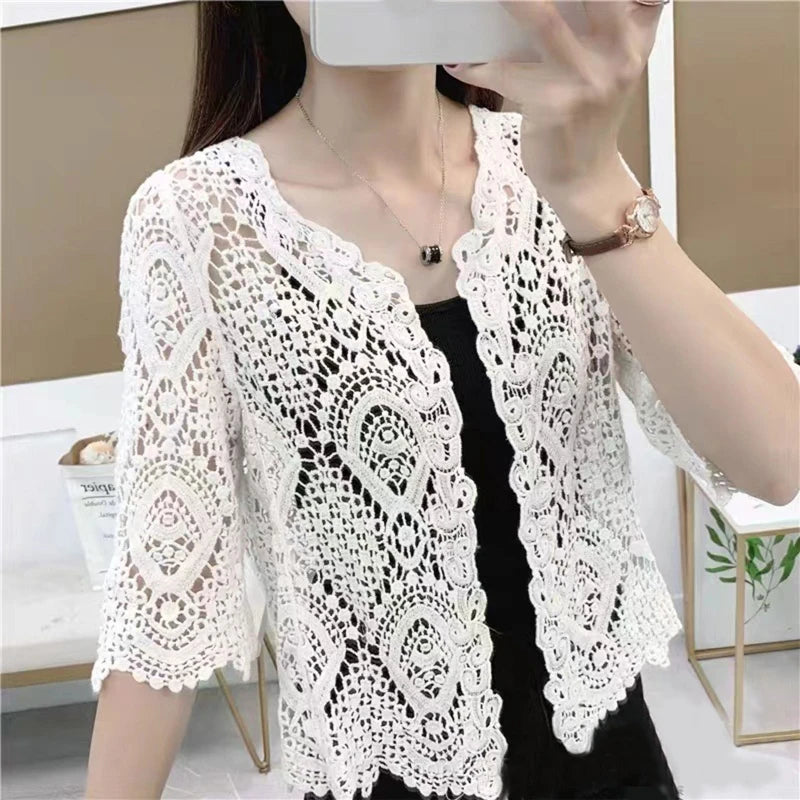 Boho Lace Crochet Shrug
