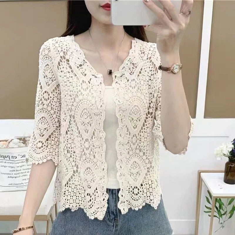 Boho Lace Crochet Shrug