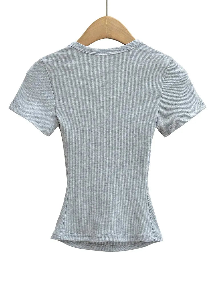 Elastic Square-Neck Crop Tee