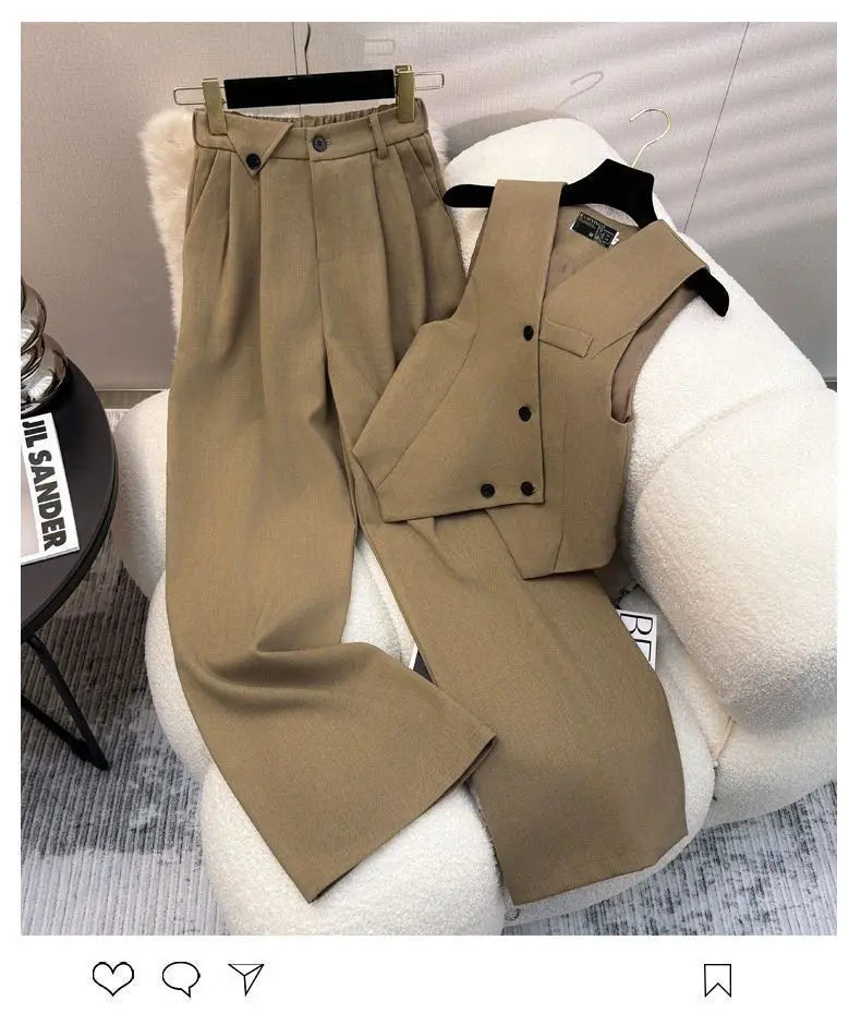 Elegant Wide-Leg Pants & Vest Set