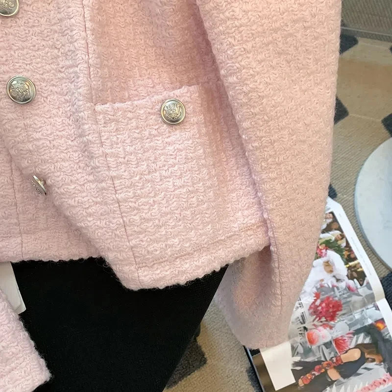 Vintage Pink Tweed Crop Jacket