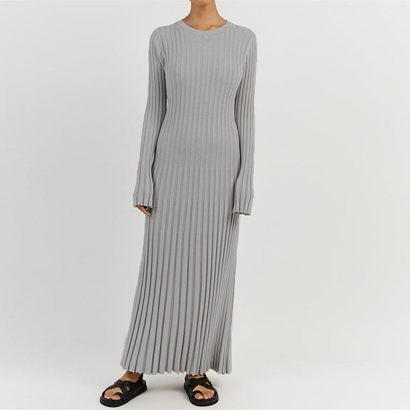 Ribbed Knit Tie-Waist Maxi Bodycon Dress