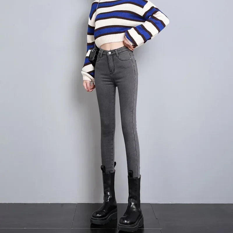 Women’s Thermal Skinny Jeans – Winter Warm Fleece Denim