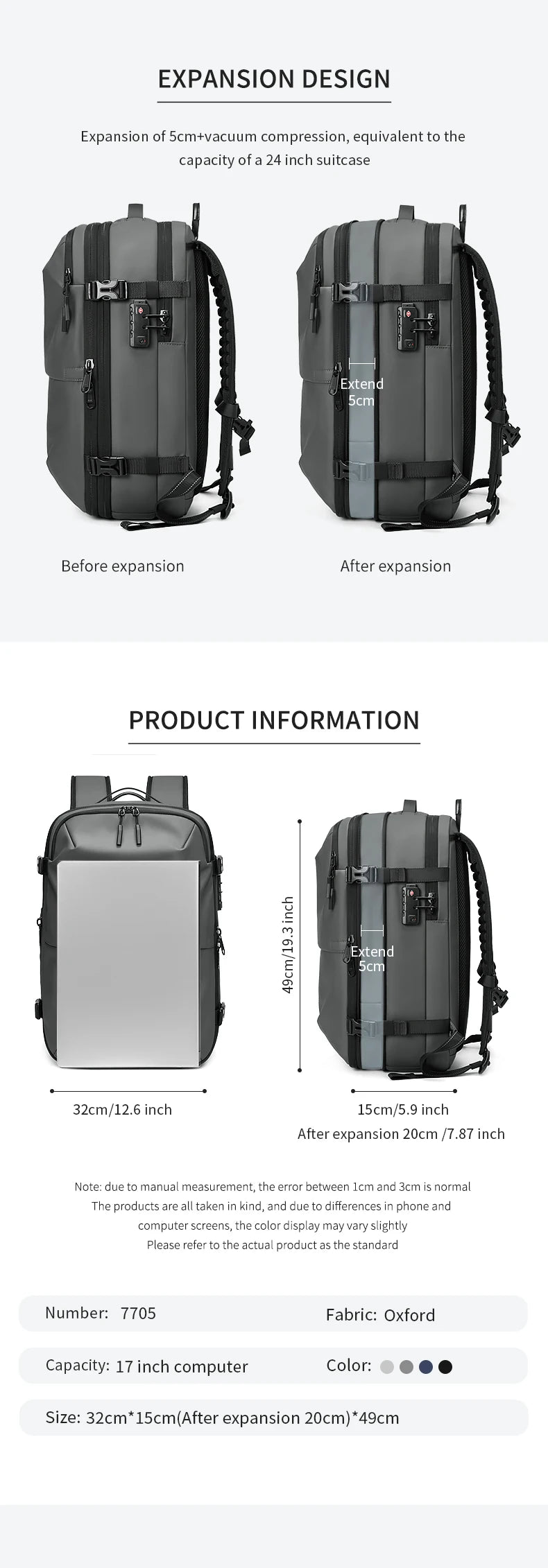 Vacuum Compression Travel & Laptop Backpack