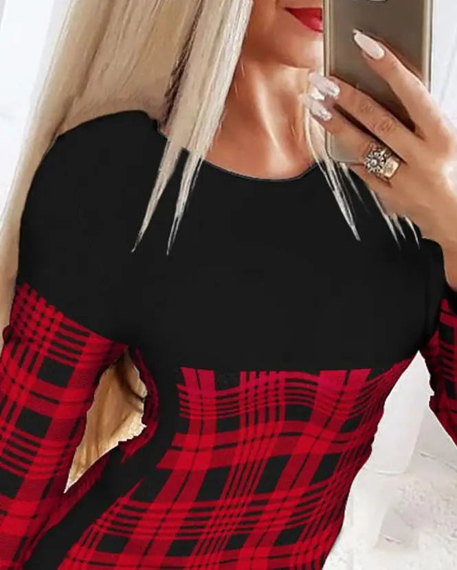 Festive Plaid Mini Dress