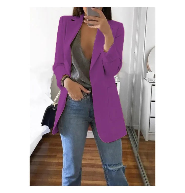 Chic Polo-Neck Cardigan Blazer