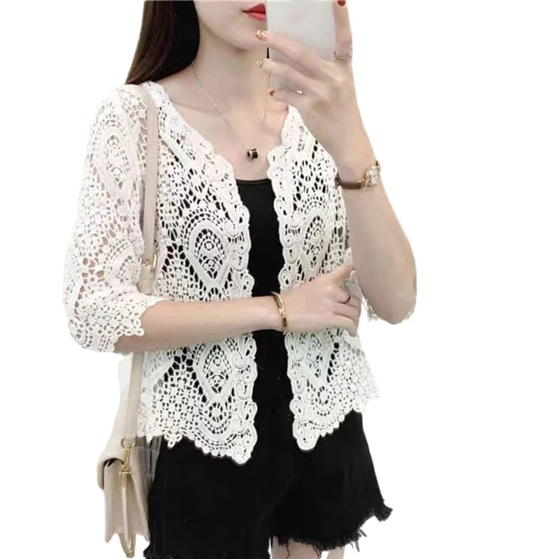 Boho Lace Crochet Shrug