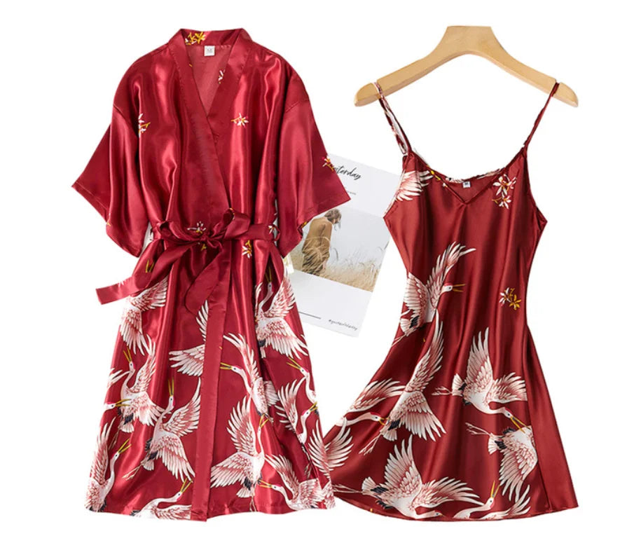 Silky 2PC V-Neck Nightwear Set