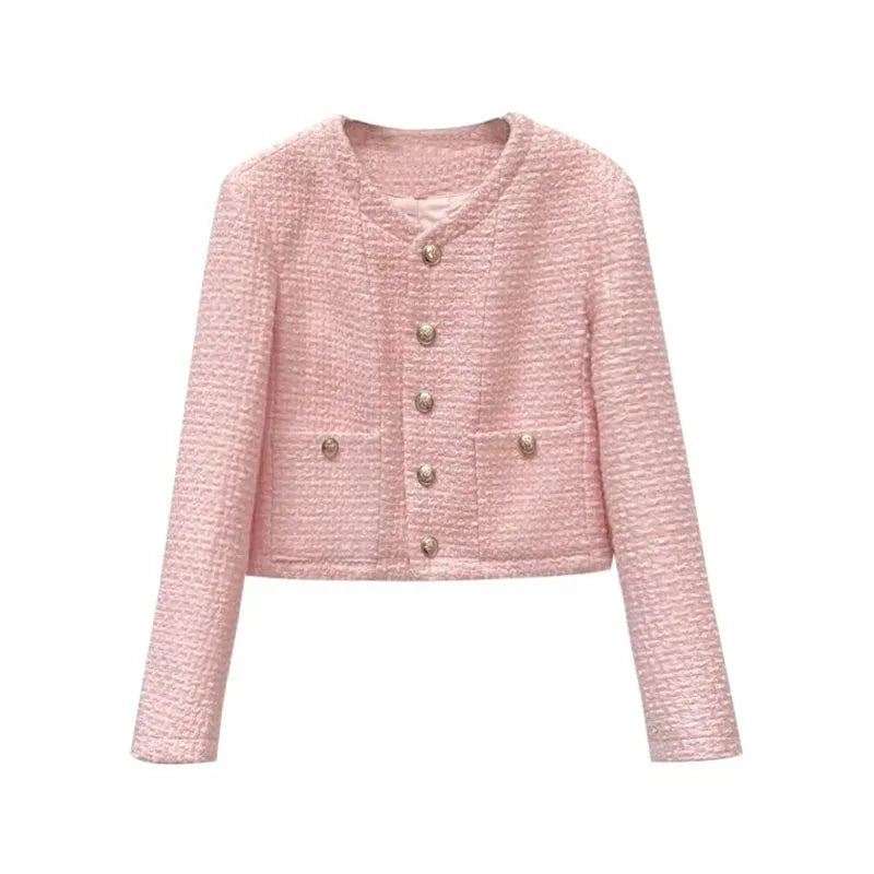 Vintage Pink Tweed Crop Jacket