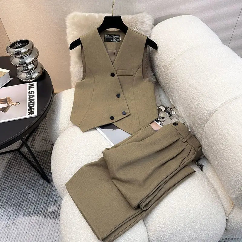 Elegant Wide-Leg Pants & Vest Set