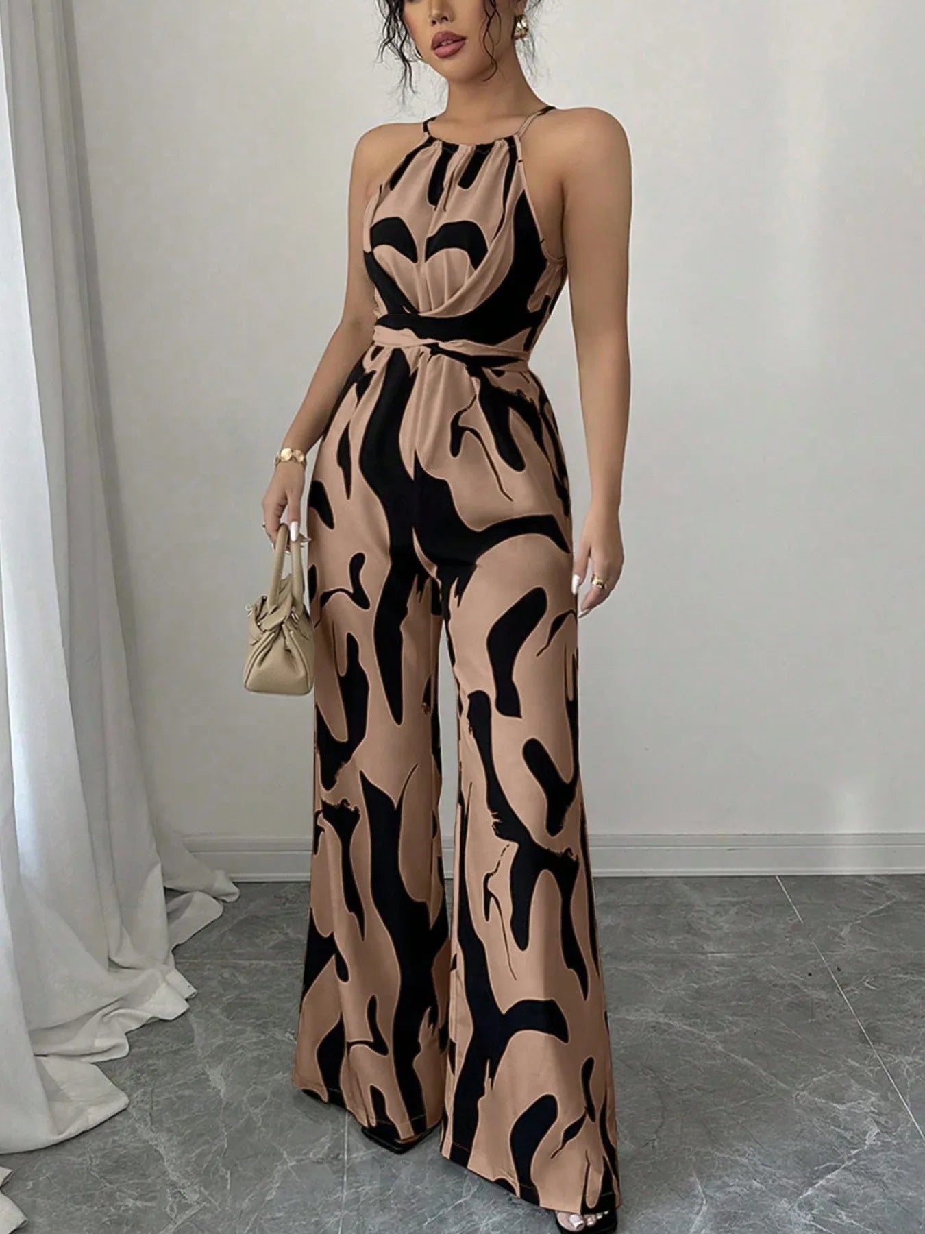 Retro Charm Halter Jumpsuit