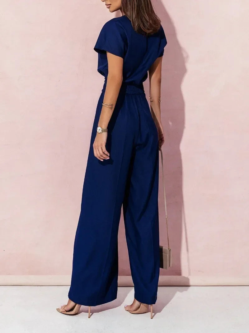 Everyday Ease V-Neck Belted Jumpsuit
