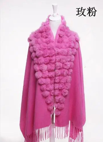 Luxury Rabbit Fur Triangle Shawl