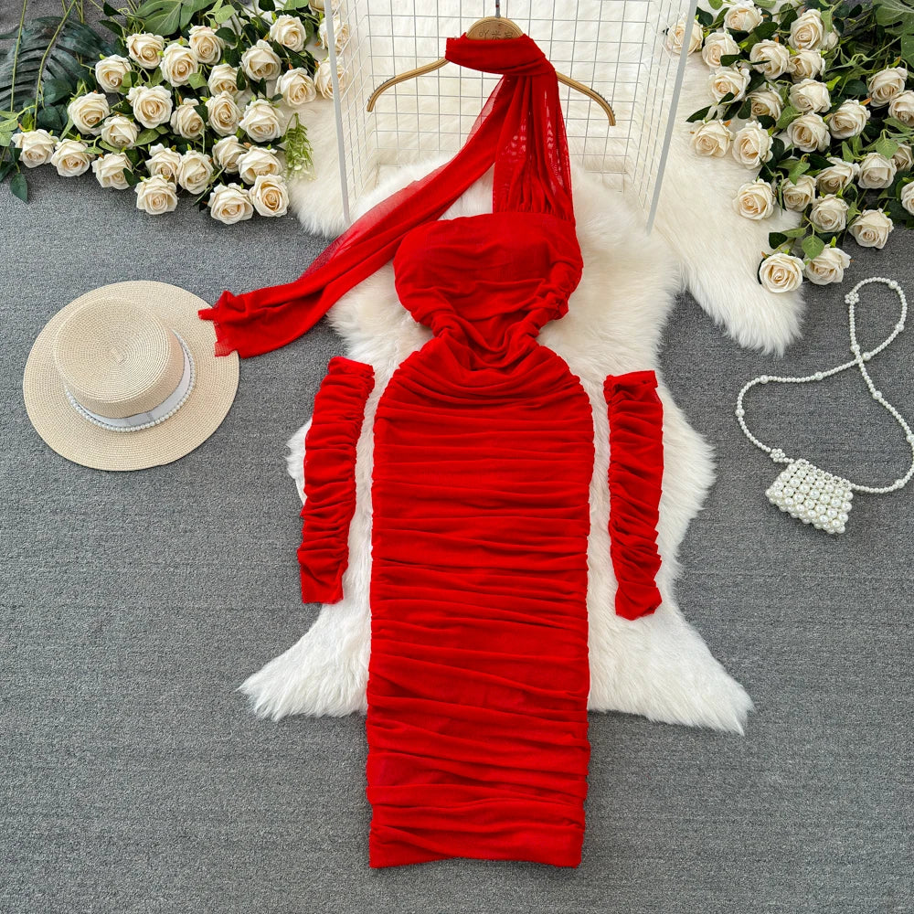 Holiday Glam Mesh Strapless Dress