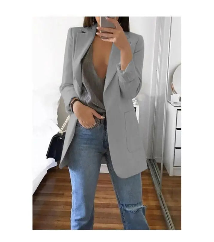Chic Polo-Neck Cardigan Blazer