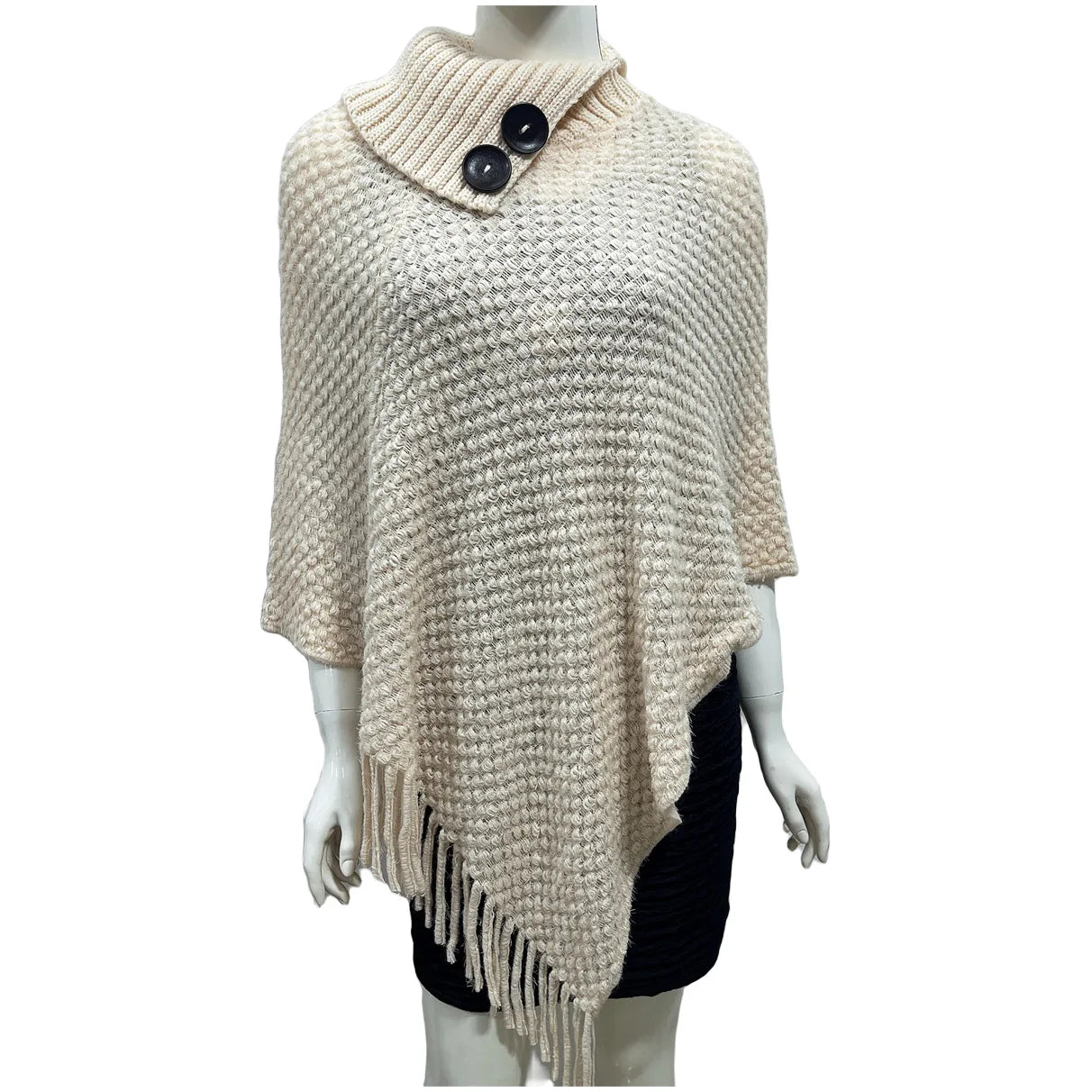 Boho Fringe Knit Cape