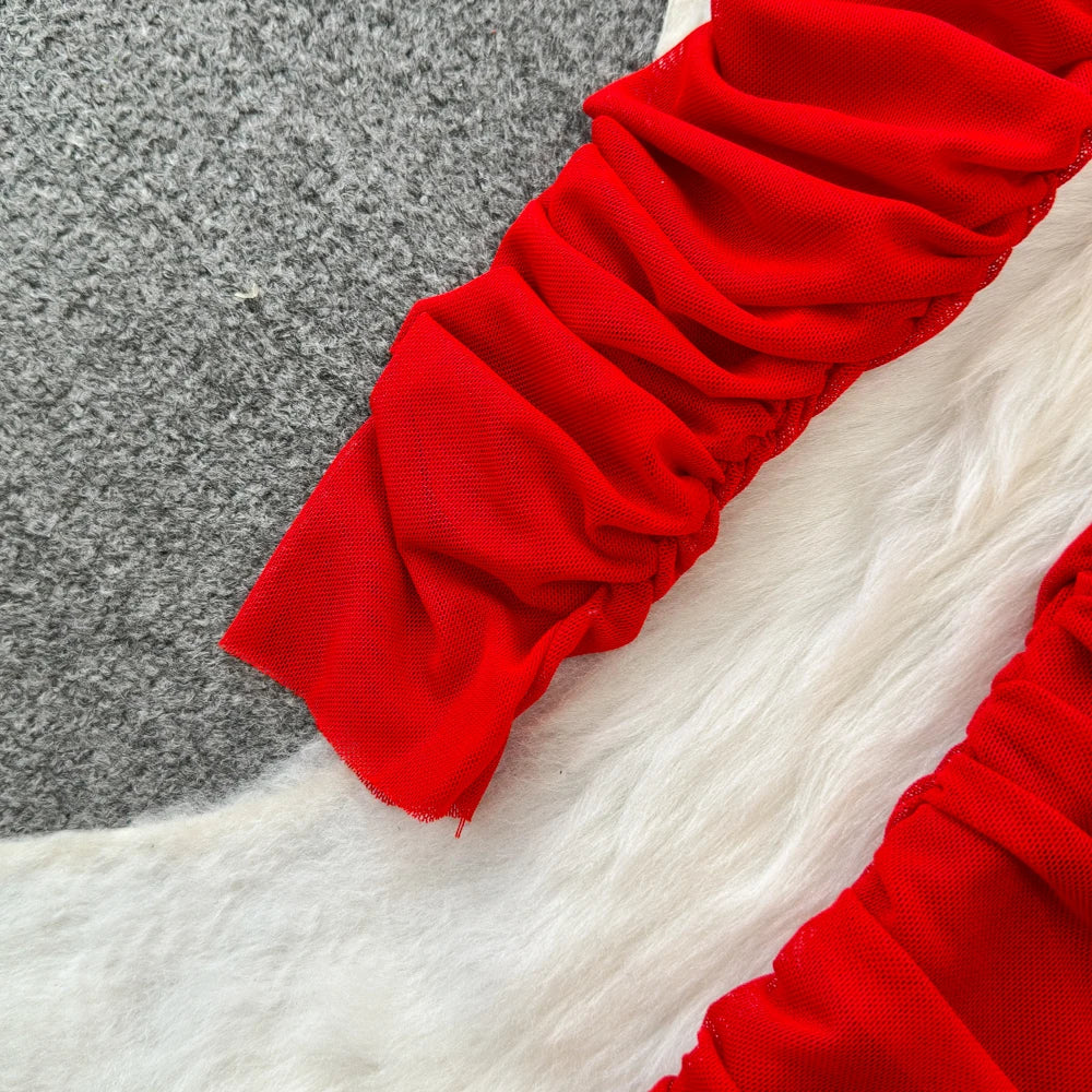 Holiday Glam Mesh Strapless Dress
