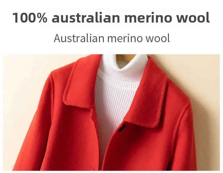 Korean Chic Double-Breasted Cashmere Wool Coat