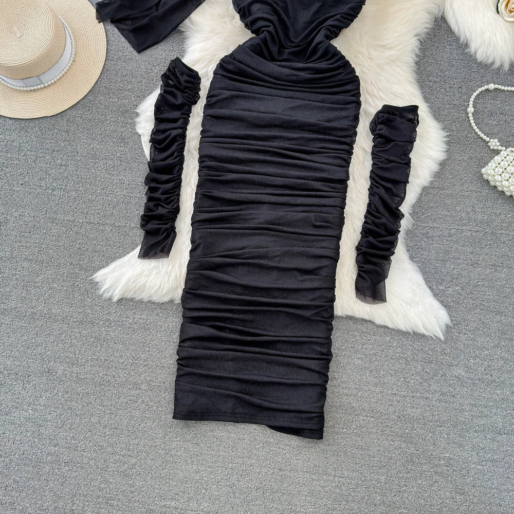 Holiday Glam Mesh Strapless Dress