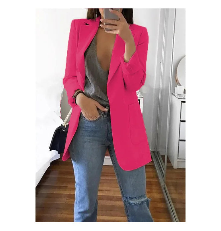 Chic Polo-Neck Cardigan Blazer
