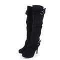 Velvet Edge Knee-High Platform Stiletto Boots