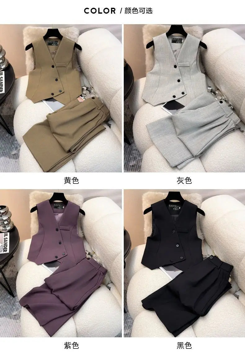 Elegant Wide-Leg Pants & Vest Set