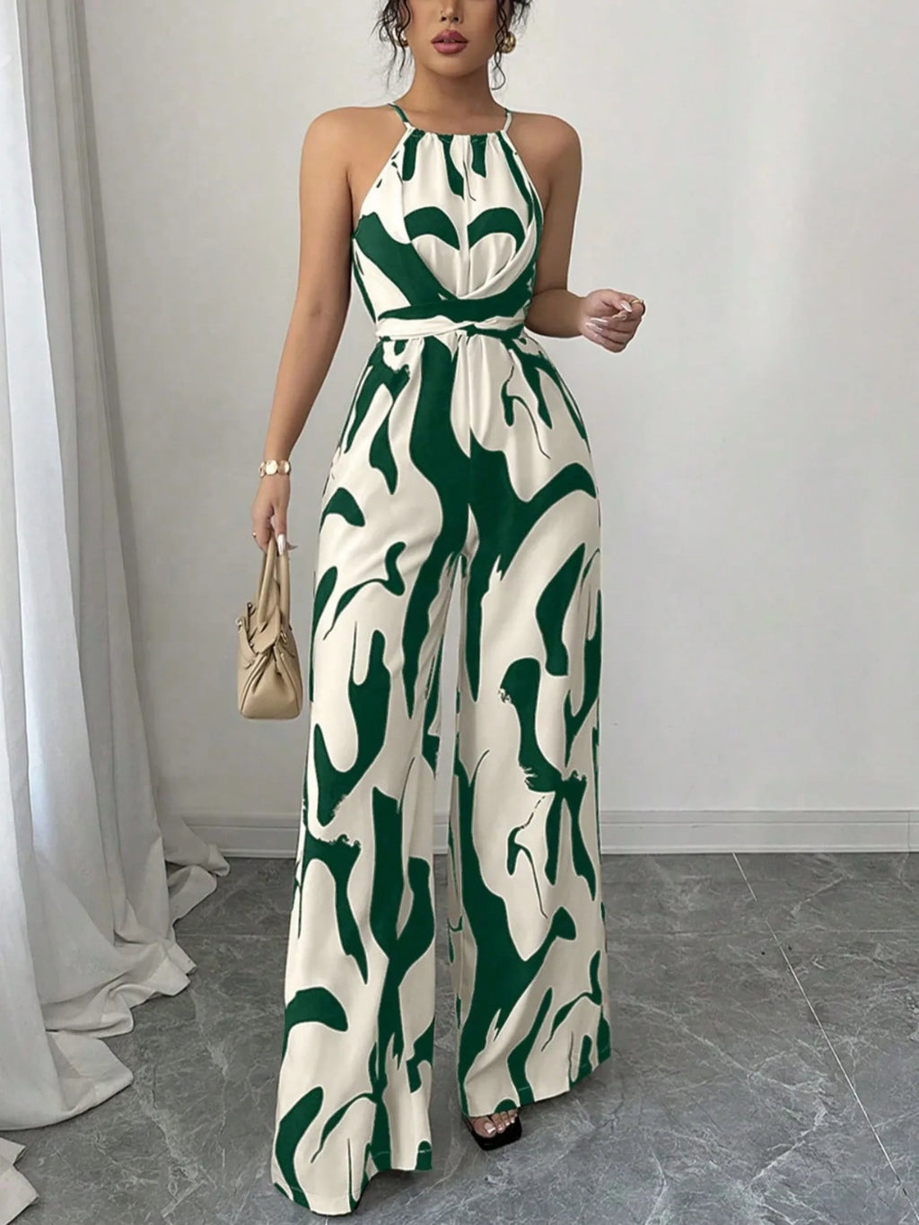 Retro Charm Halter Jumpsuit