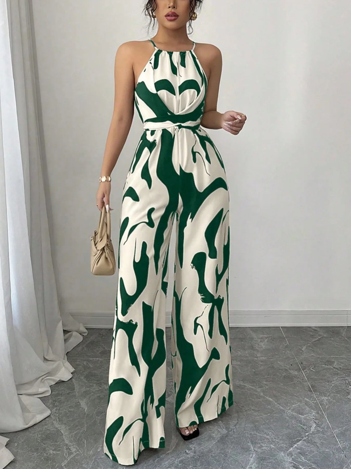 Retro Charm Halter Jumpsuit