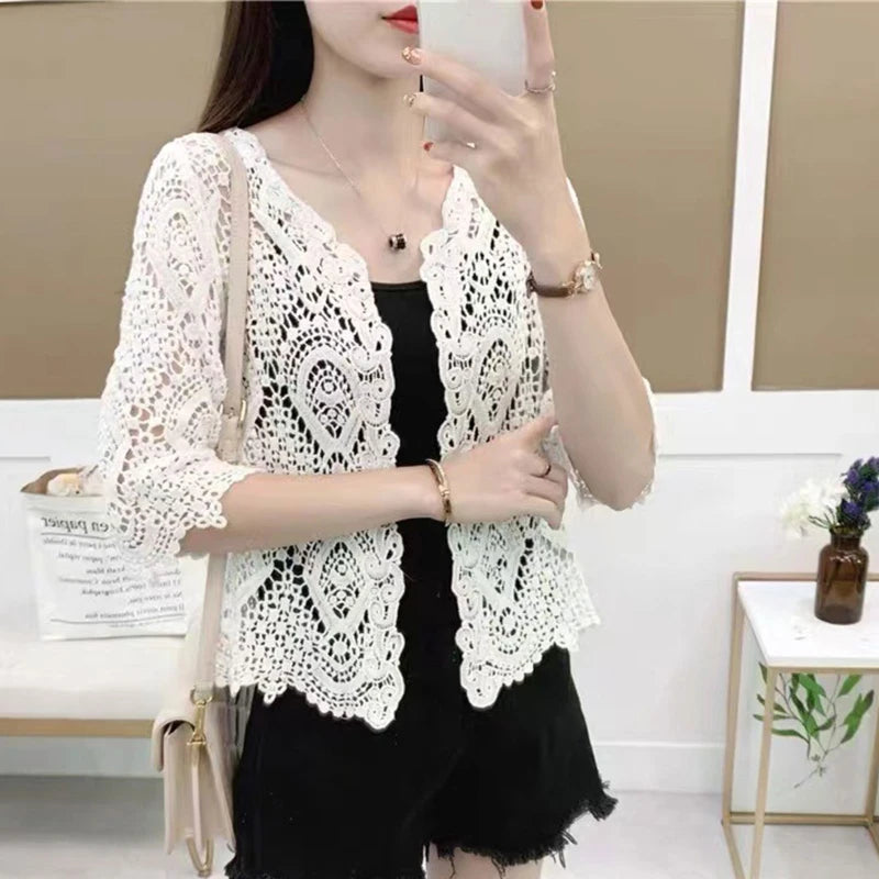 Boho Lace Crochet Shrug