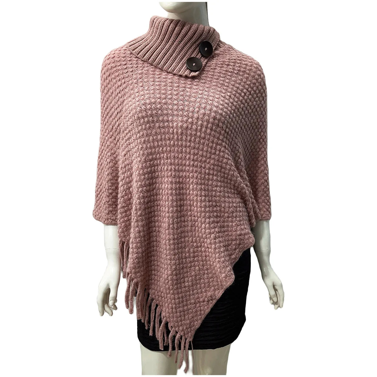Boho Fringe Knit Cape
