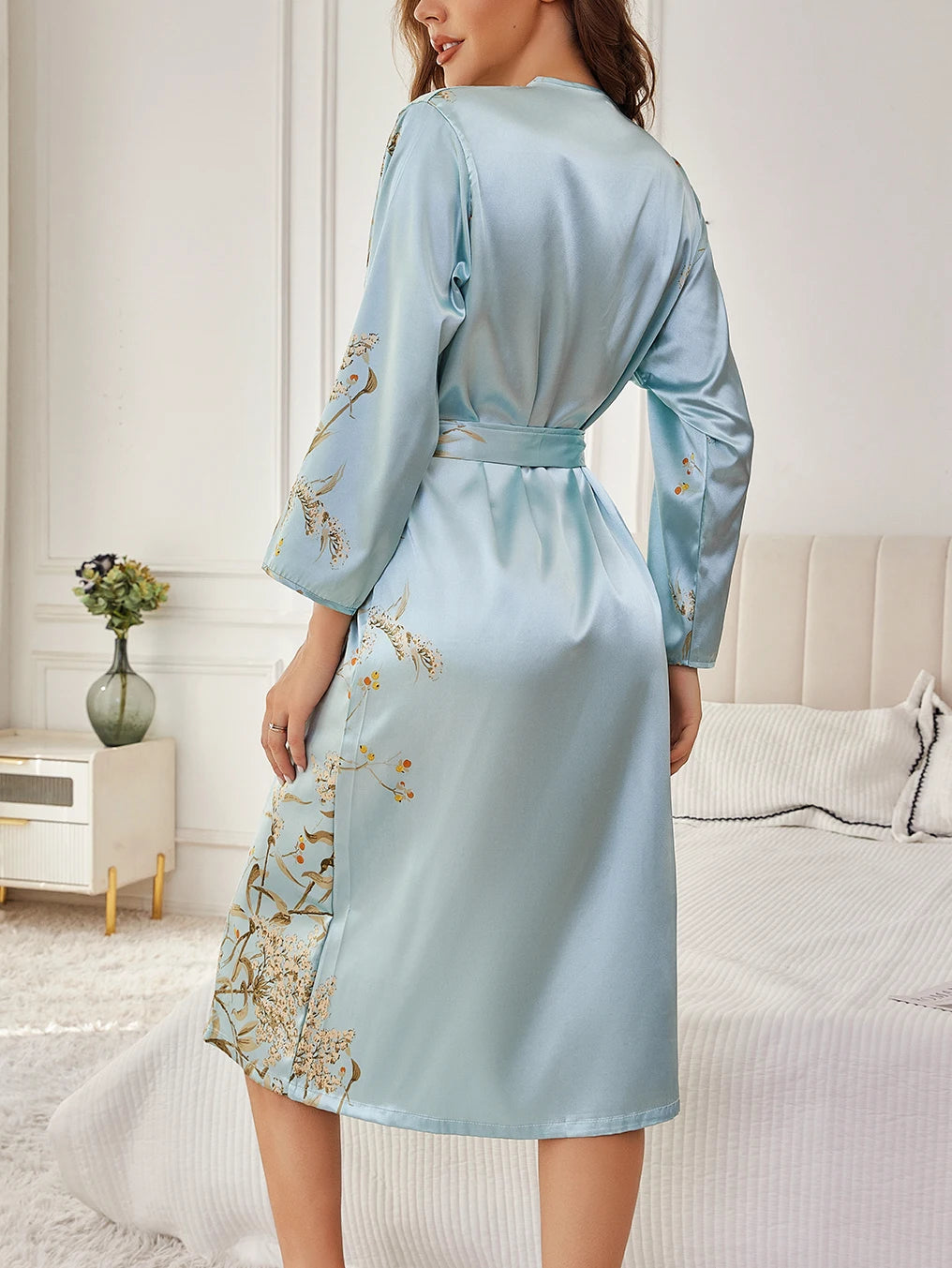 Elegant Floral Silk Robe