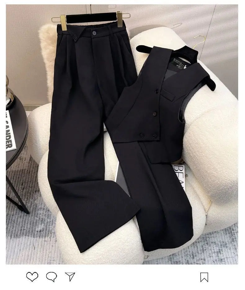 Elegant Wide-Leg Pants & Vest Set