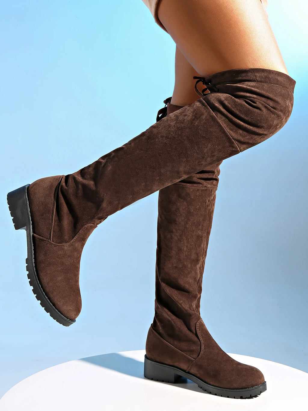 Warm Suede Over-Knee Lace-Up Boots