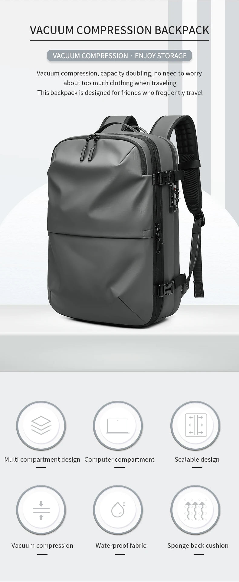 Vacuum Compression Travel & Laptop Backpack