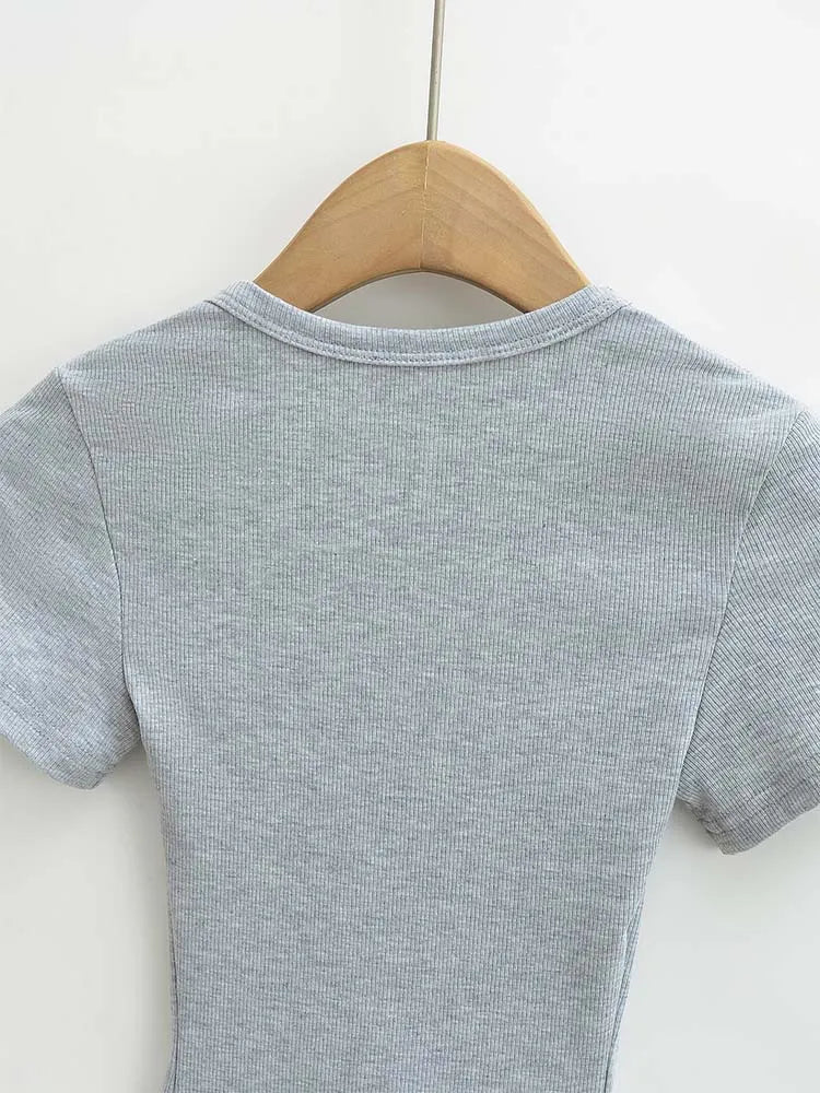 Elastic Square-Neck Crop Tee