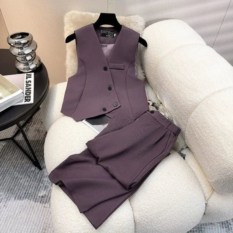 Elegant Wide-Leg Pants & Vest Set