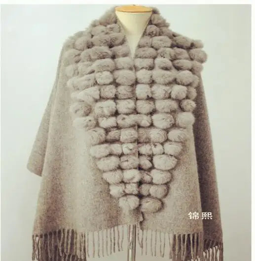 Luxury Rabbit Fur Triangle Shawl