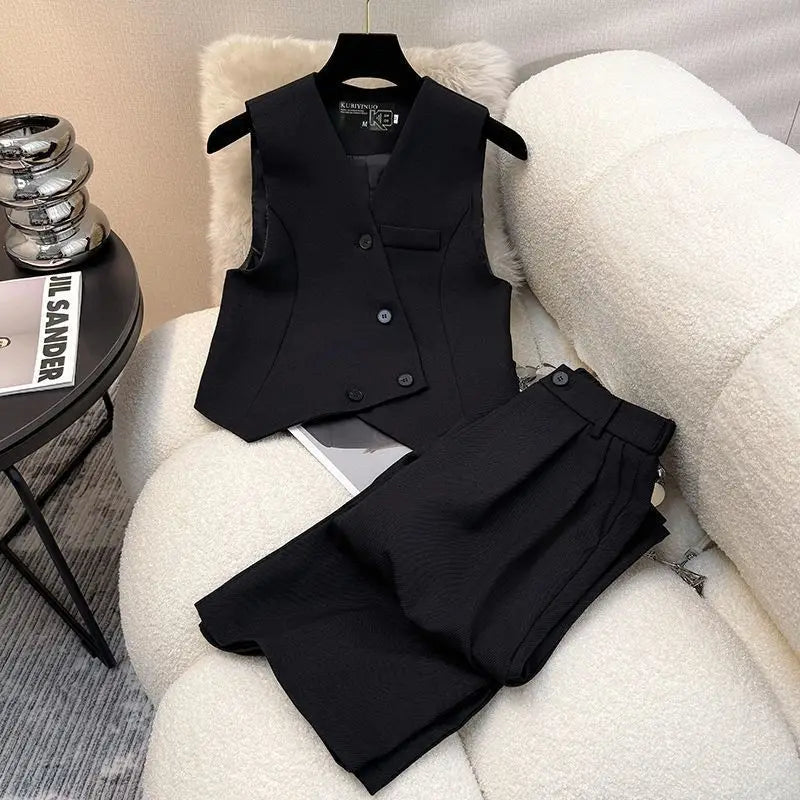 Elegant Wide-Leg Pants & Vest Set