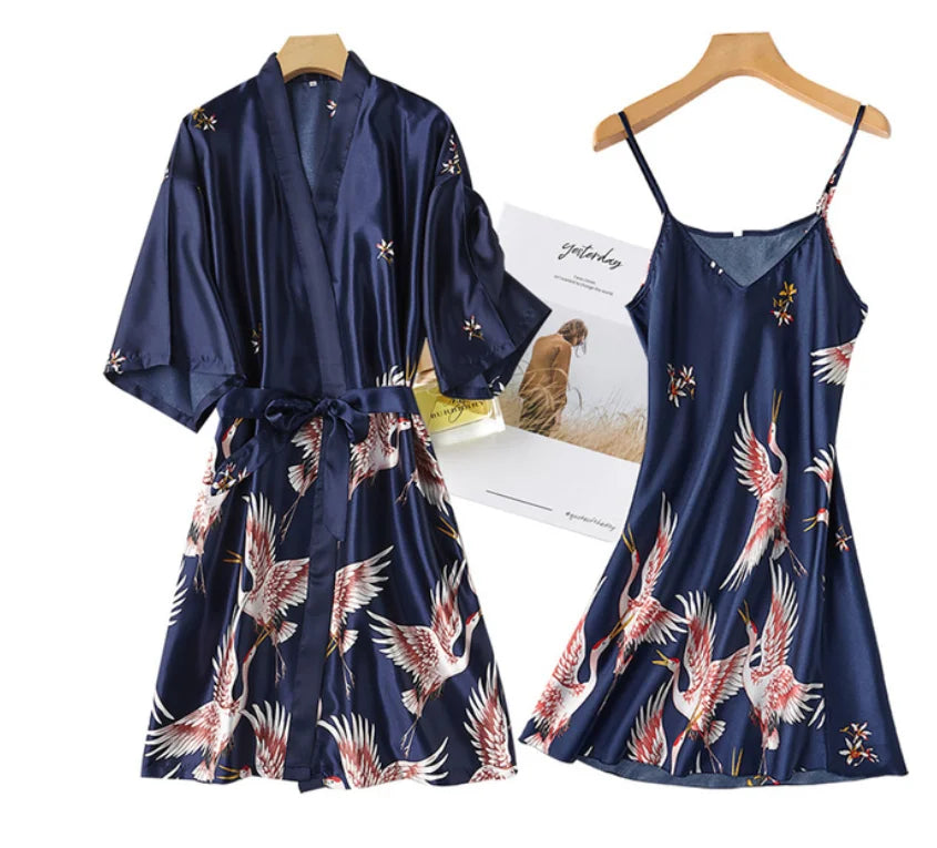 Silky 2PC V-Neck Nightwear Set