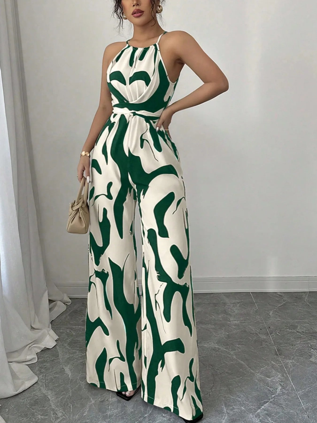 Retro Charm Halter Jumpsuit