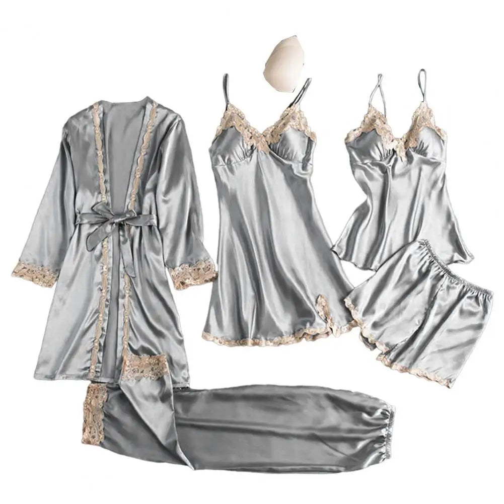 Lace & Satin Silk Sleepwear Set