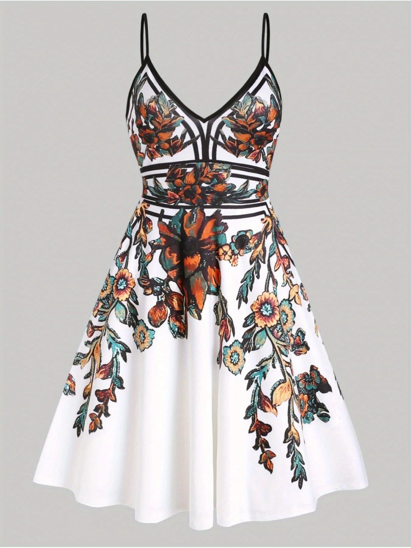 Floral Tranquility Plus-Size Sling Dress