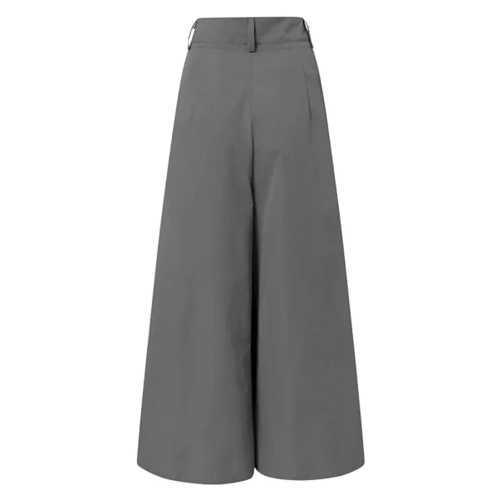 Cotton-Linen Flared Palazzo Trousers